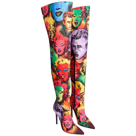 Versace Pop Art Tribute Andy Warhol Print Silk Over The Knee 